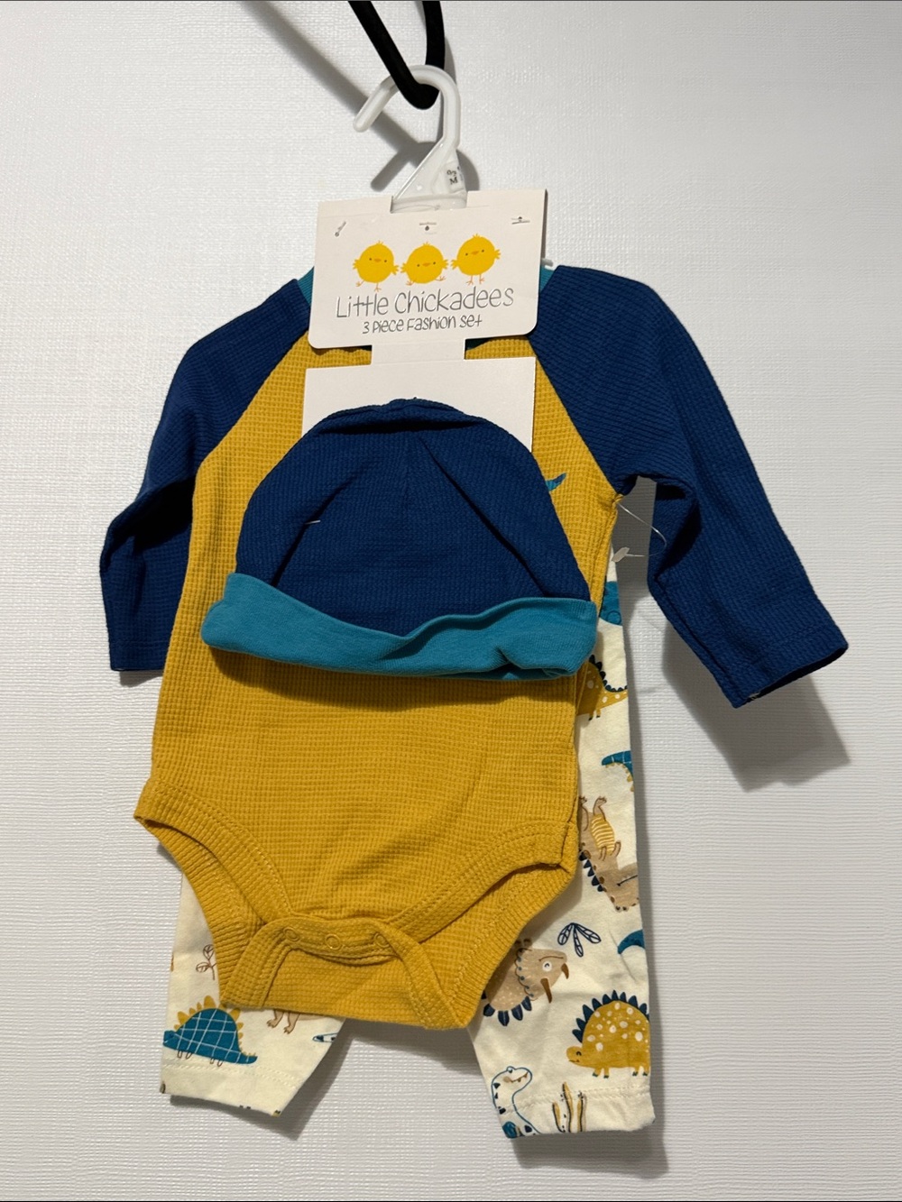 Baby 3-Piece Pajama Set - Mustard & Navy